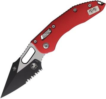 MCT19445 Microtech Stitch Ram-Lok Pocket Knife Partially Serrated Red